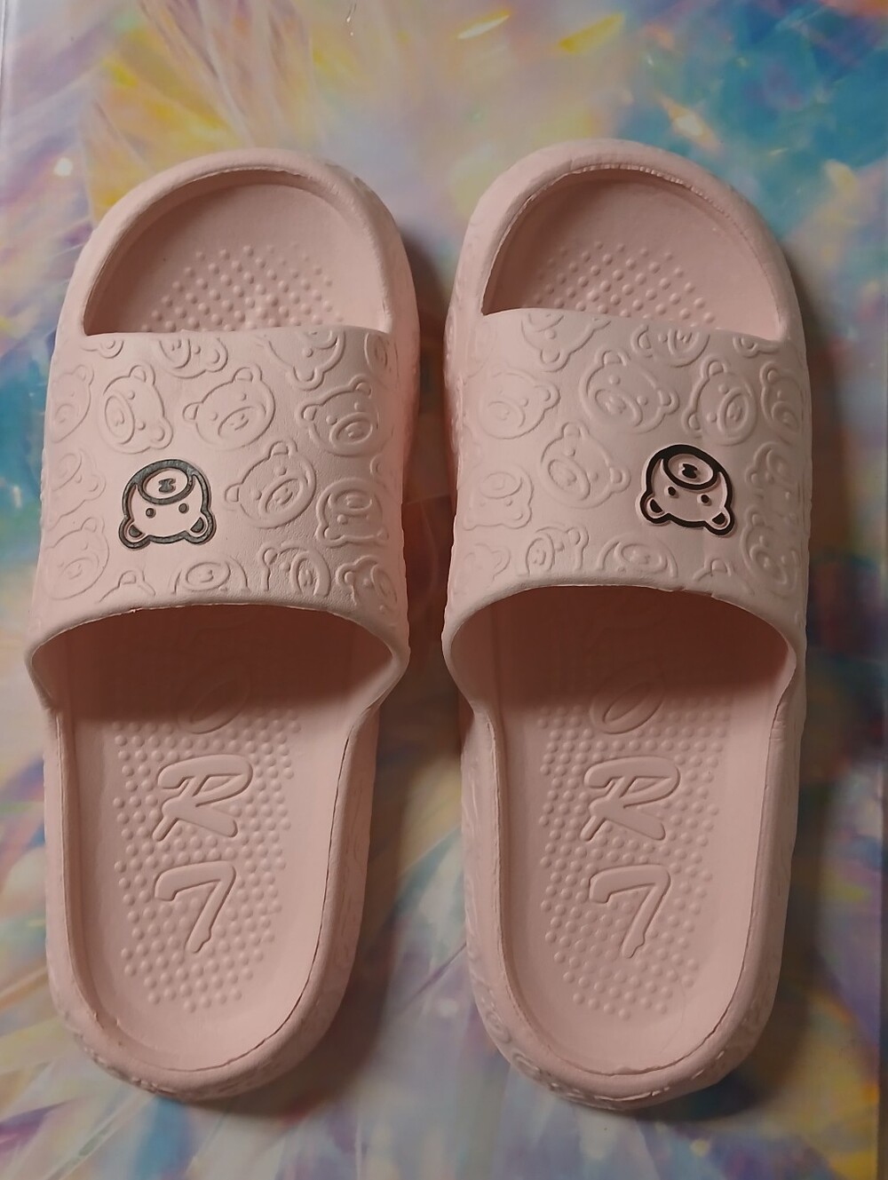 Womens Pink Slide Sandals - Cute Bear Design! NWOT!